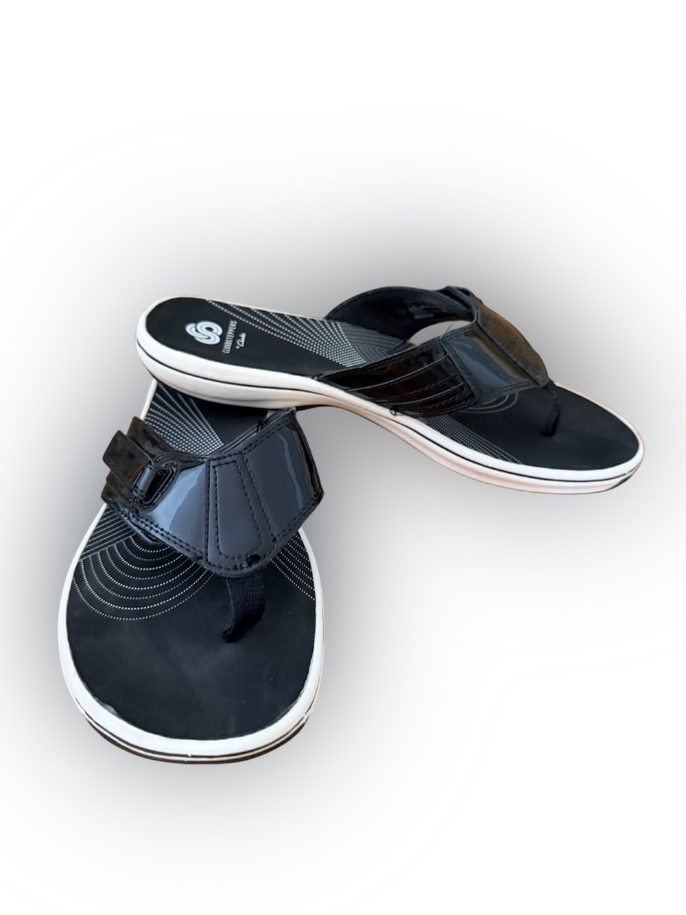 Clark’s Cloudsteppers Black Casual Thong Sandals - Comfort Footbed
